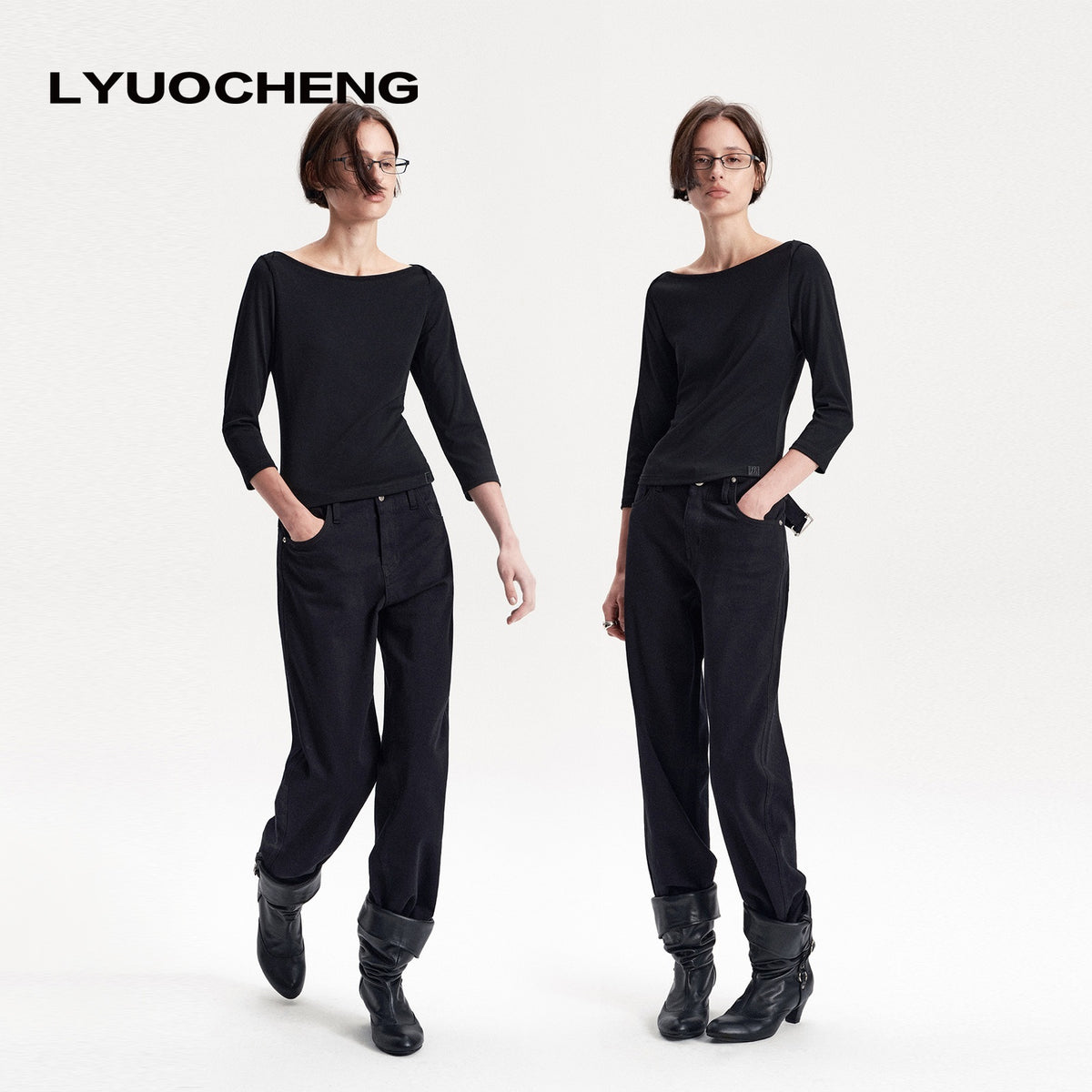 LYUOCHENG_Knitted_Boat_Neck_Solid_Color_Slim_Fit_Women&