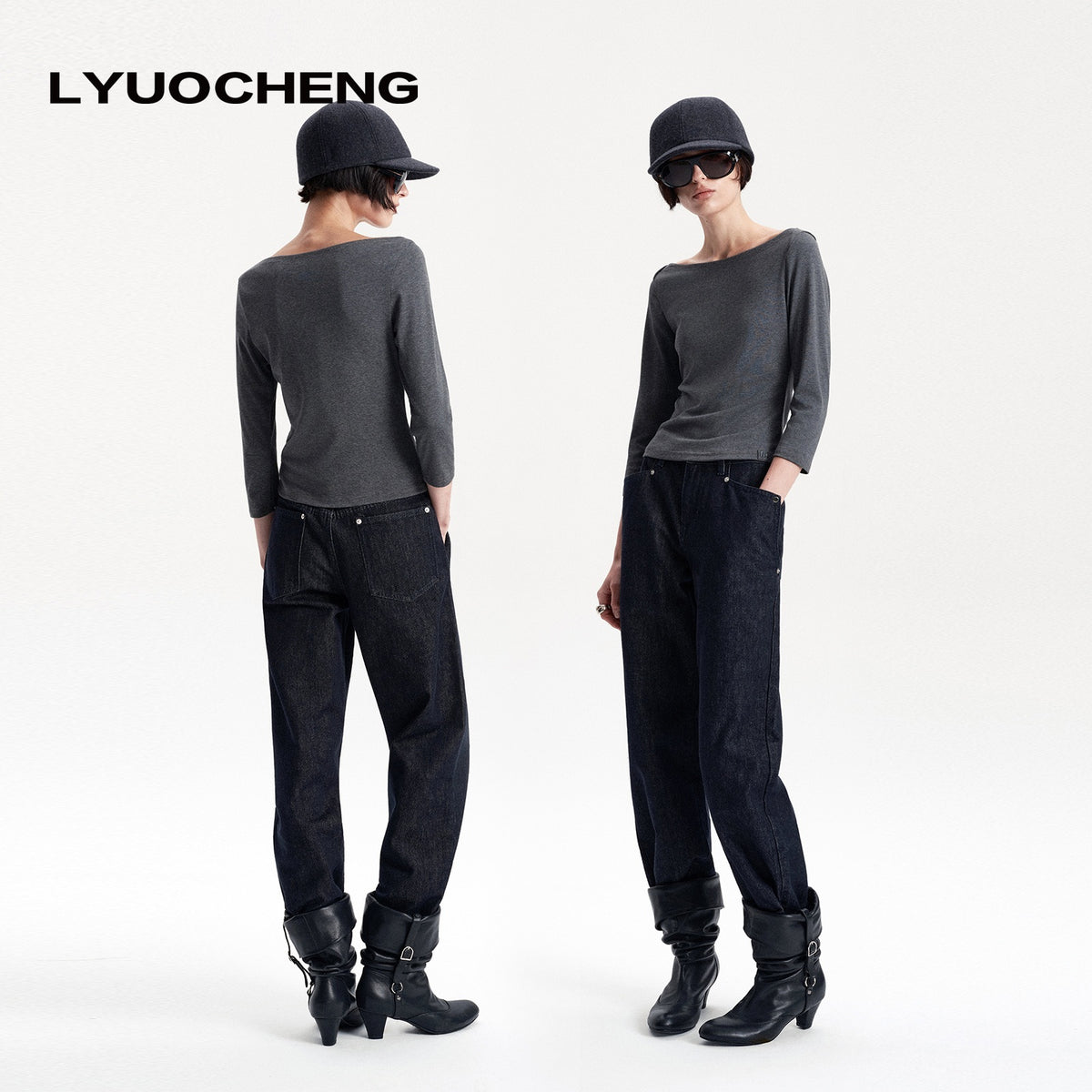 LYUOCHENG_Knitted_Boat_Neck_Solid_Color_Slim_Fit_Women&