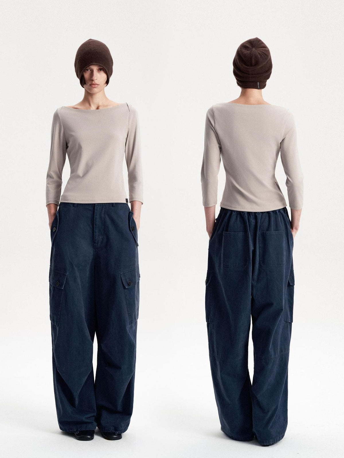 LYUOCHENG Knitted Boat Neck Solid Color Slim Fit Women&