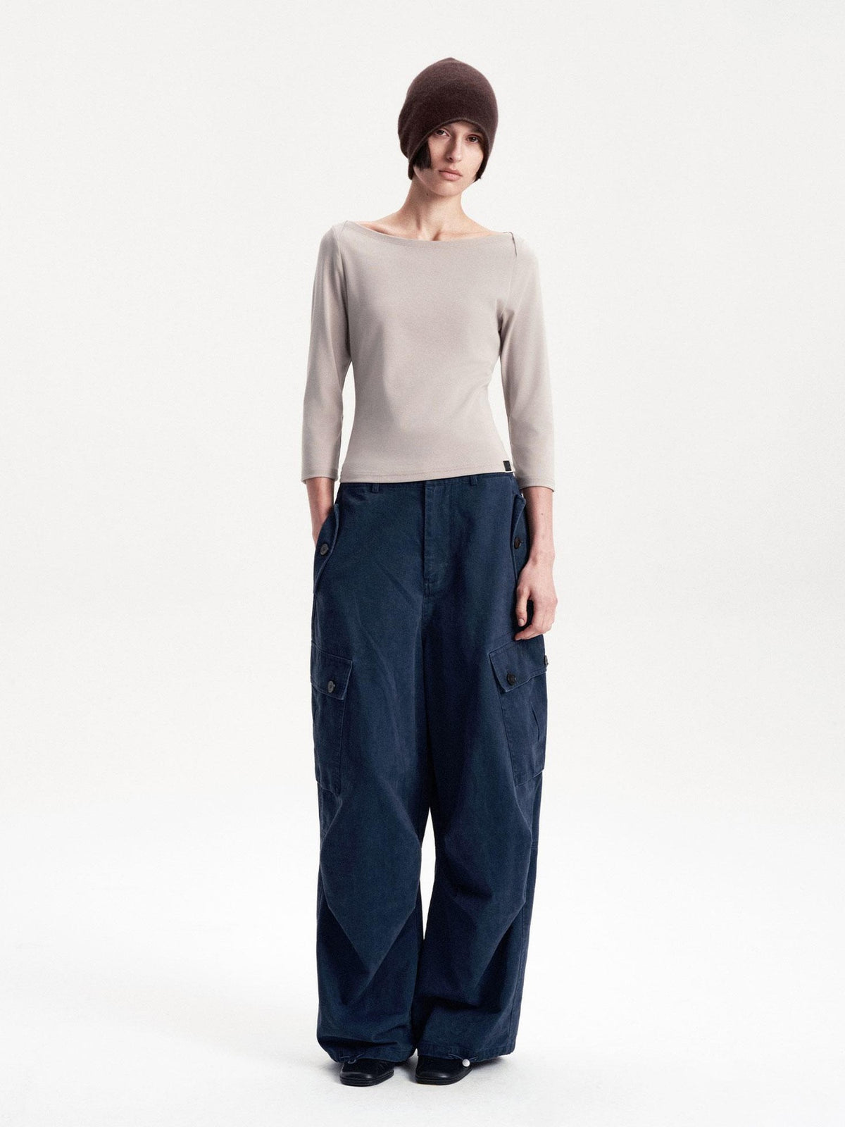 LYUOCHENG Knitted Boat Neck Solid Color Slim Fit Women&
