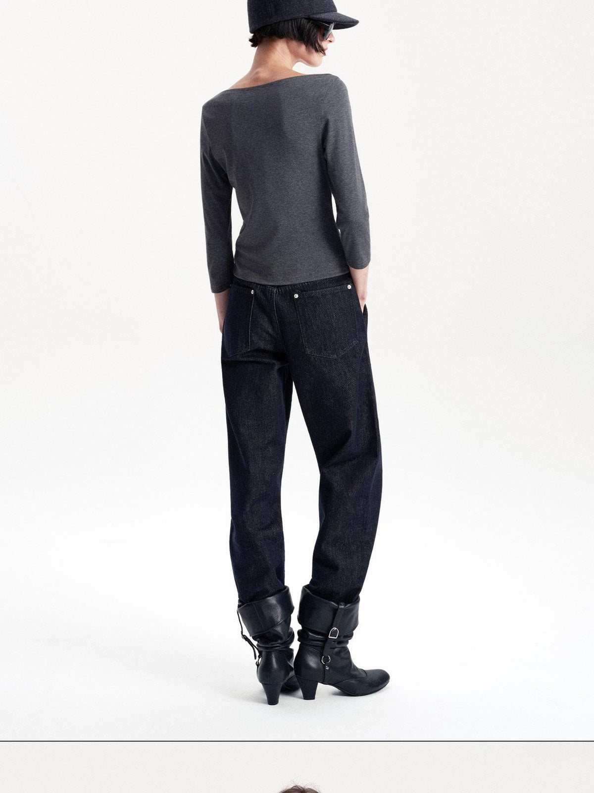 LYUOCHENG Knitted Boat Neck Solid Color Slim Fit Women&