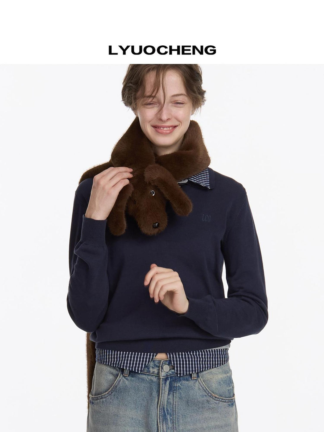 LYUOCHENG Knitted Dachshund Scarf With 3 D Head