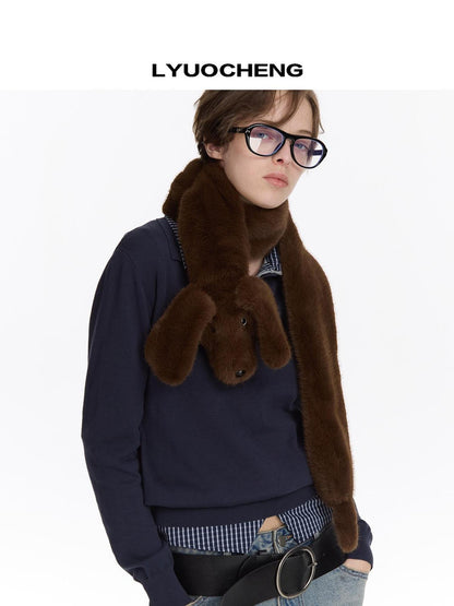 LYUOCHENG Knitted Dachshund Scarf With 3 D Head
