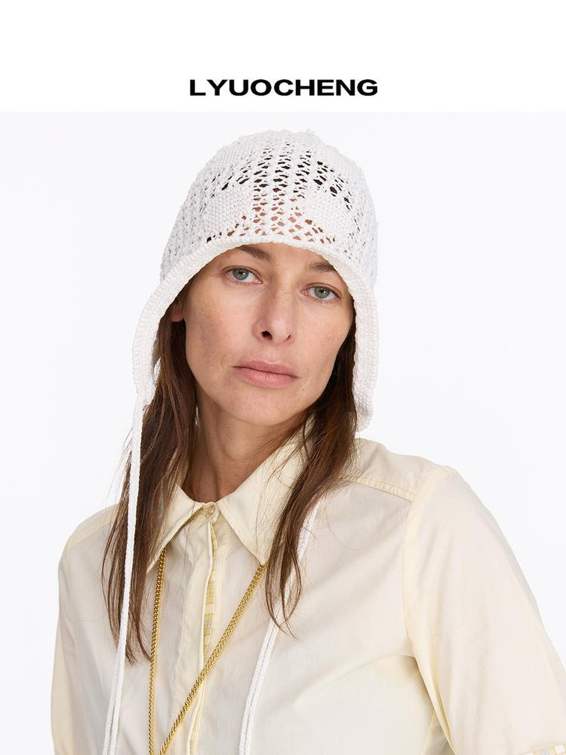 LYUOCHENG Knitted Mesh Bucket Hat With Drawstring