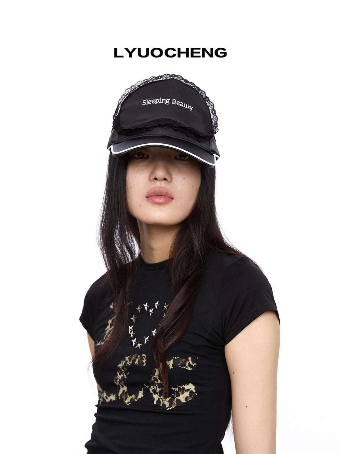 LYUOCHENG Lace Eye Mask Embroidered Sun Visor Hat