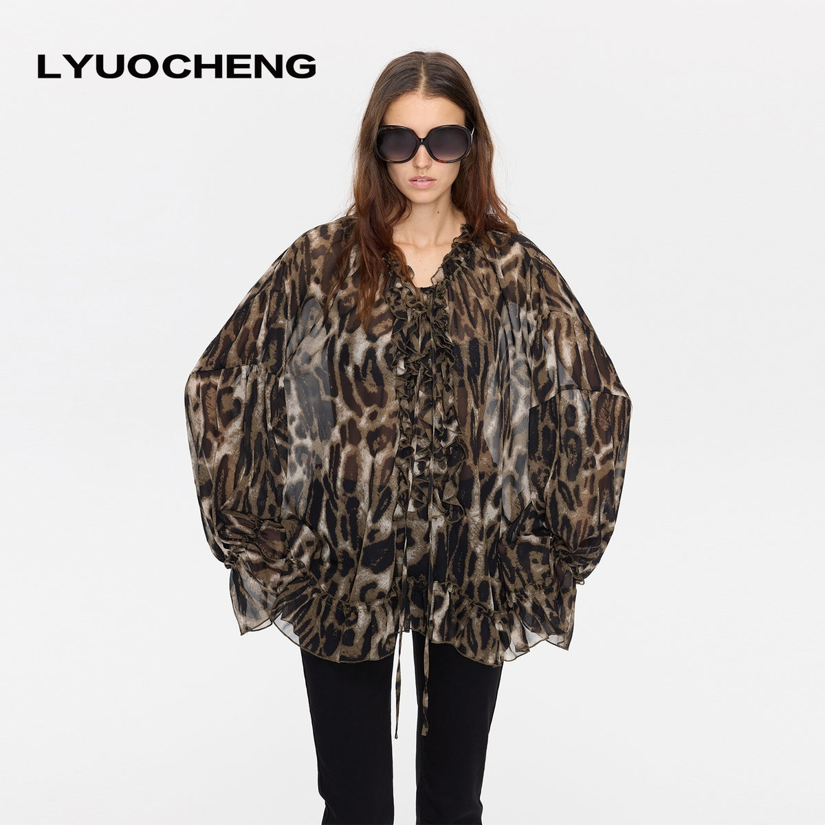 LYUOCHENG_Leopard_Print_Ruffle_Loose_Sheer_Women&