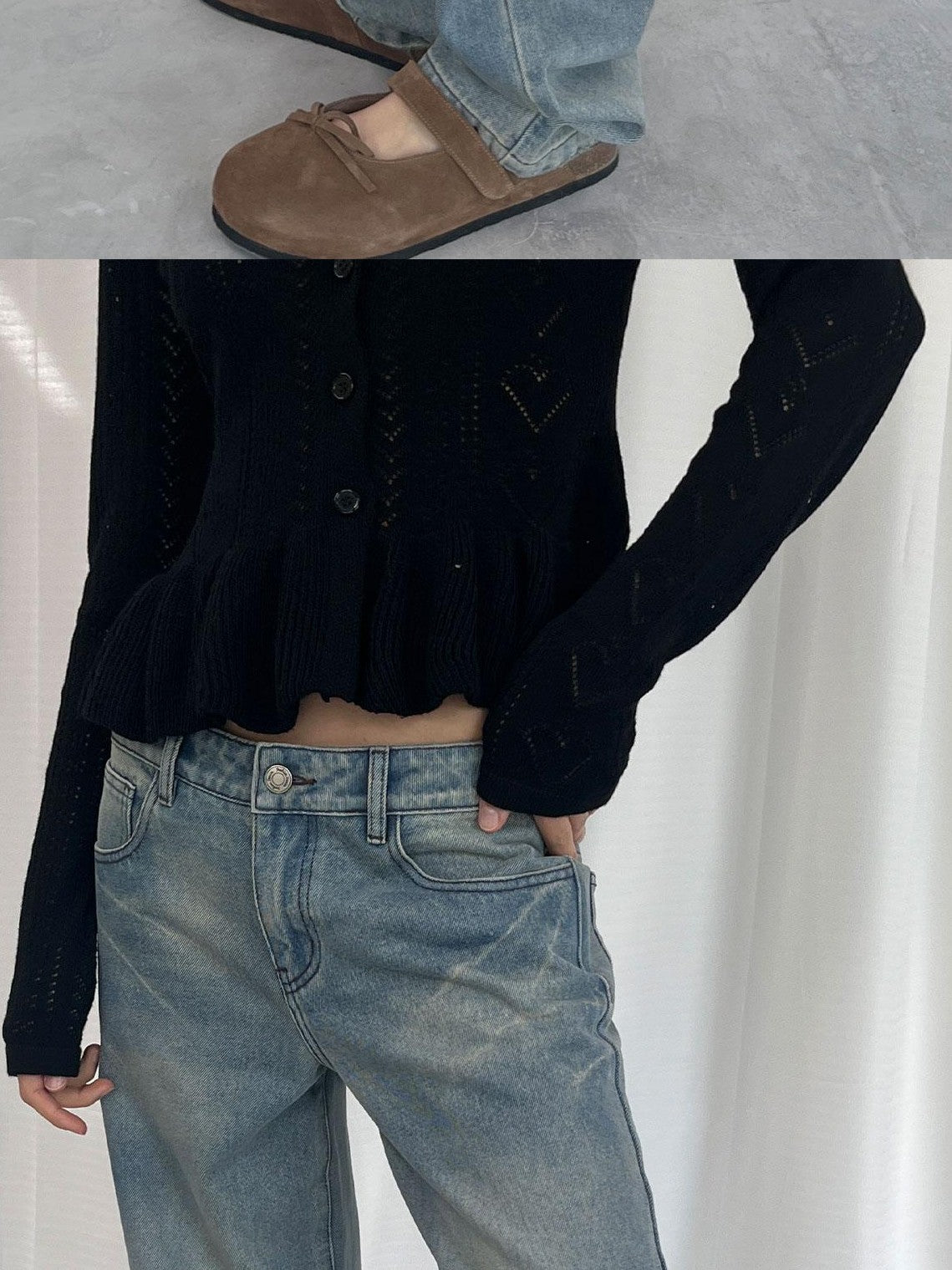 LYUOCHENG Light Blue Washed High Waist Women&