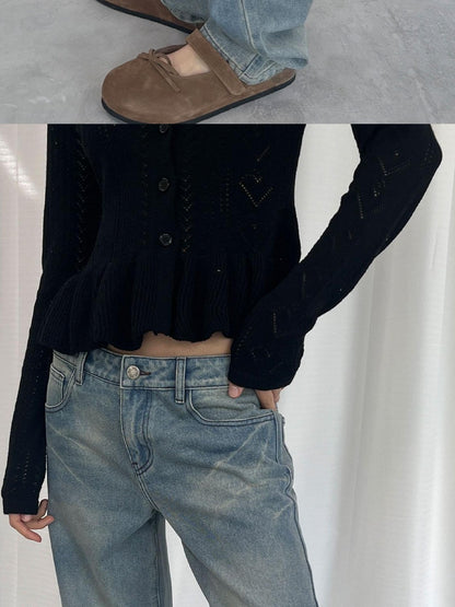 LYUOCHENG Light Blue Washed High Waist Women&