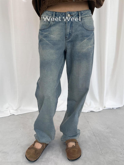 LYUOCHENG Light Blue Washed High Waist Women&