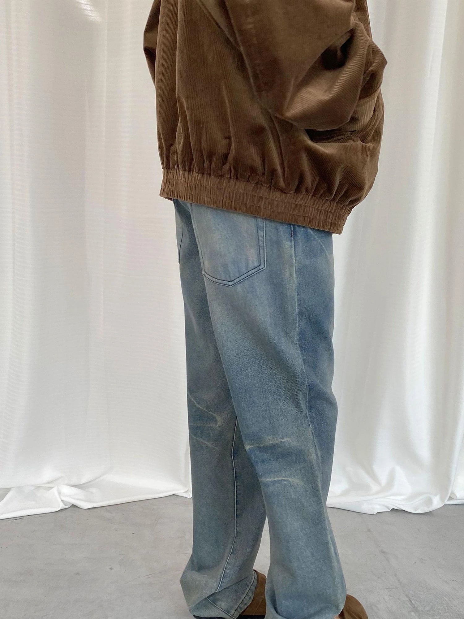 LYUOCHENG Light Blue Washed Straight Leg Jeans
