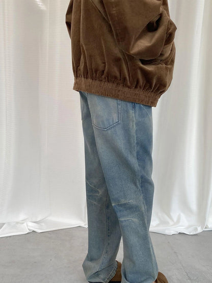 LYUOCHENG Light Blue Washed Straight Leg Jeans
