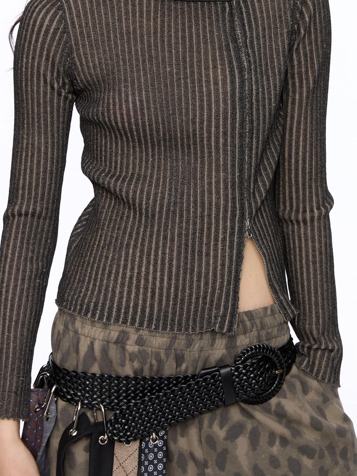 LYUOCHENG Light Grey Asymmetric Zip Large Lapel Slim Fit Women&