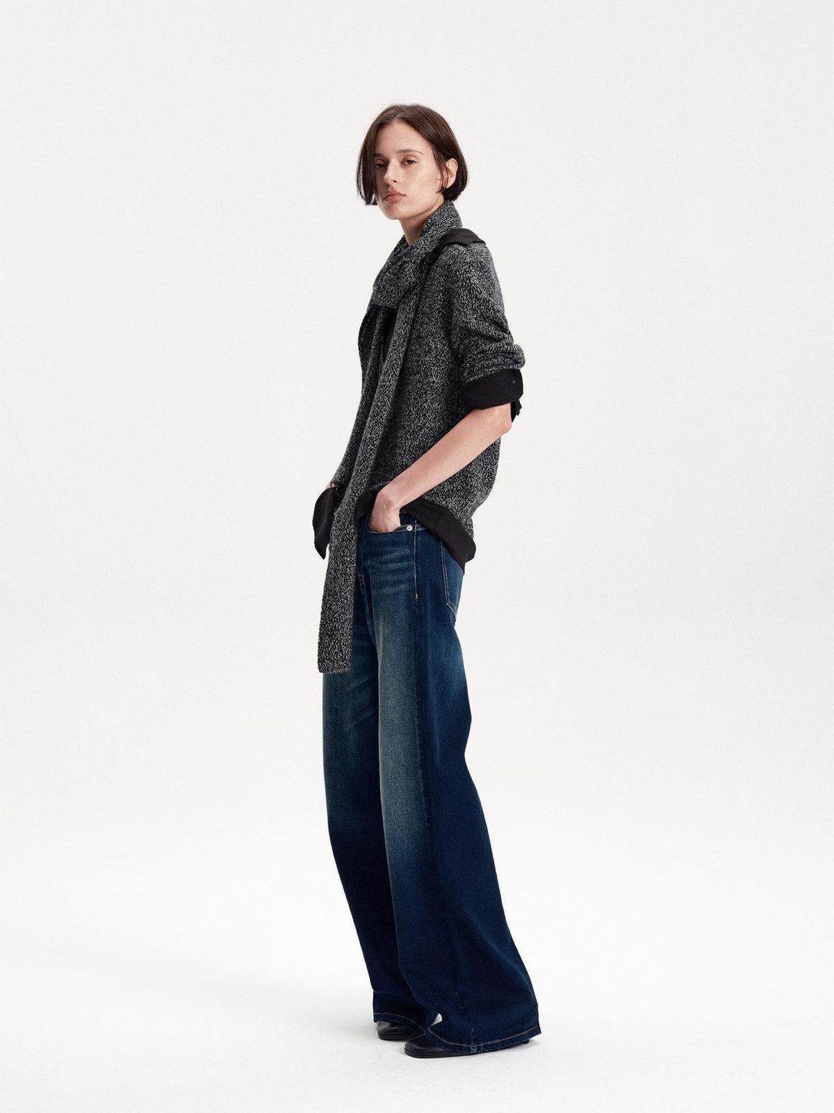 LYUOCHENG Long Rectangular Solid Wool Blend Women&