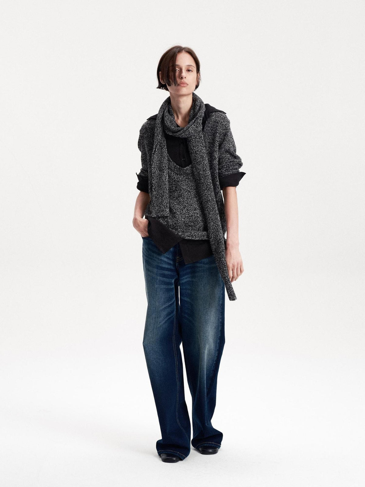 LYUOCHENG Long Rectangular Solid Wool Blend Women&
