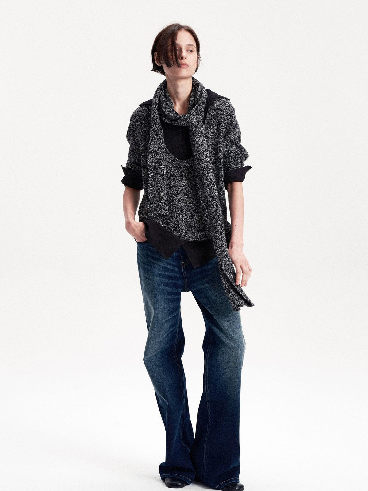 LYUOCHENG Long Rectangular Solid Wool Blend Women&