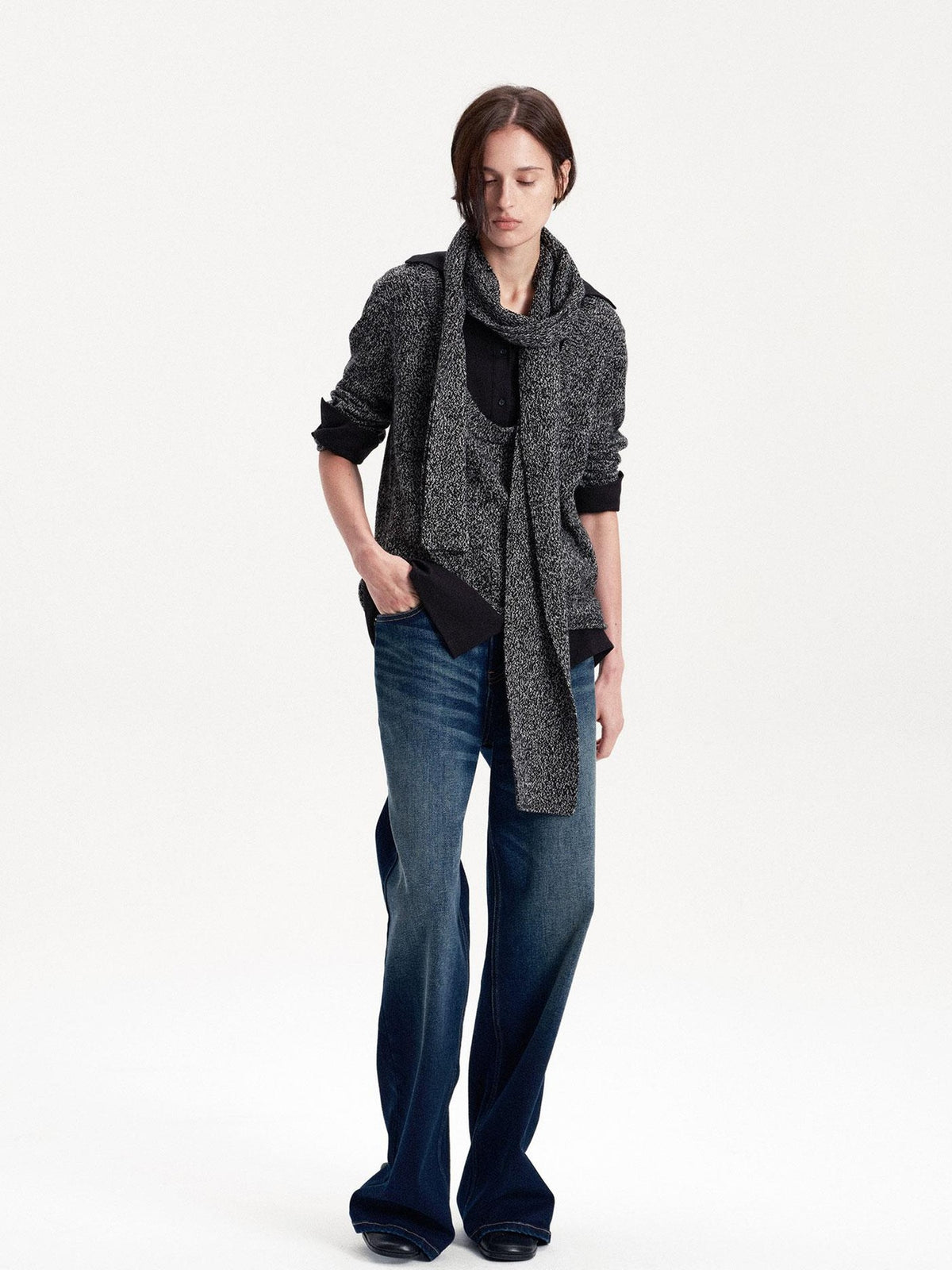 LYUOCHENG Long Rectangular Solid Wool Blend Women&
