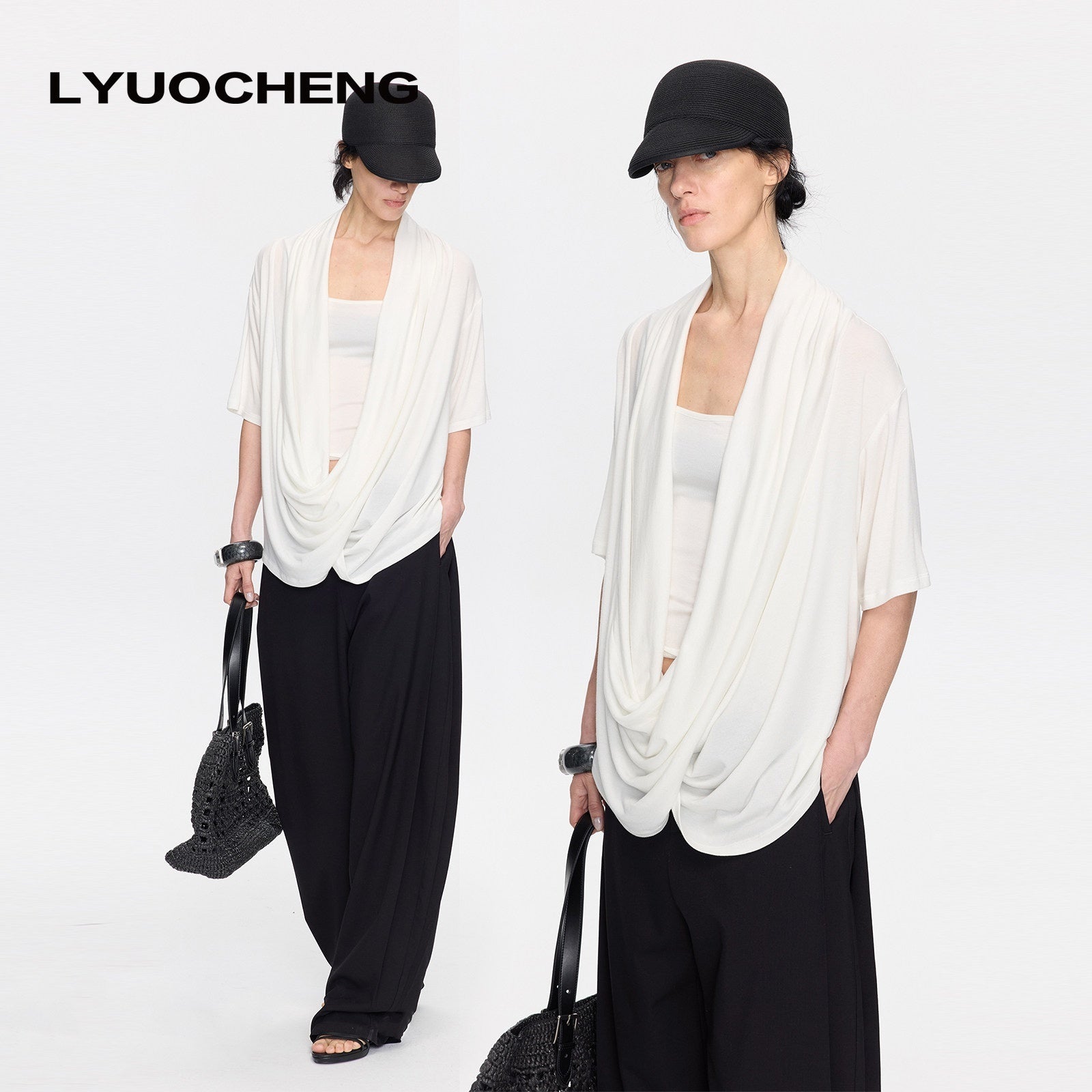 LYUOCHENG_Loose_Irregular_Draped_Neck_Two_Piece_Women&
