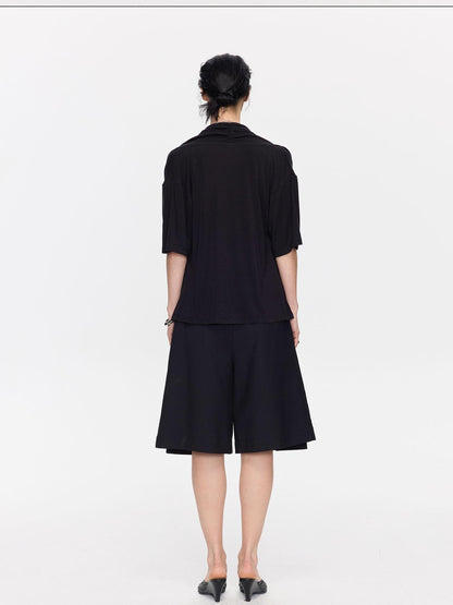 LYUOCHENG Loose Irregular Draped Neck Two Piece Women&
