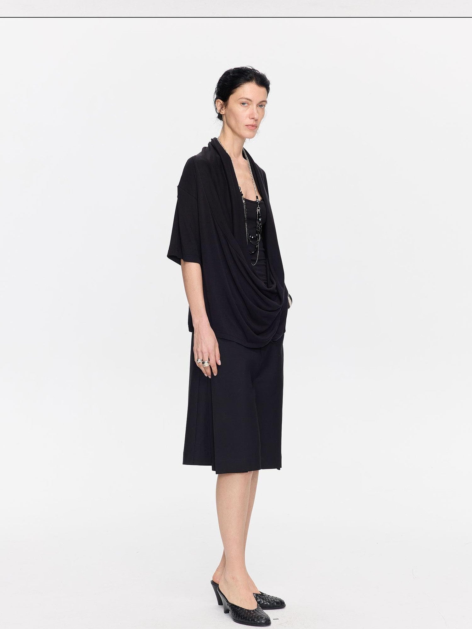 LYUOCHENG Loose Irregular Draped Neck Two Piece Women&