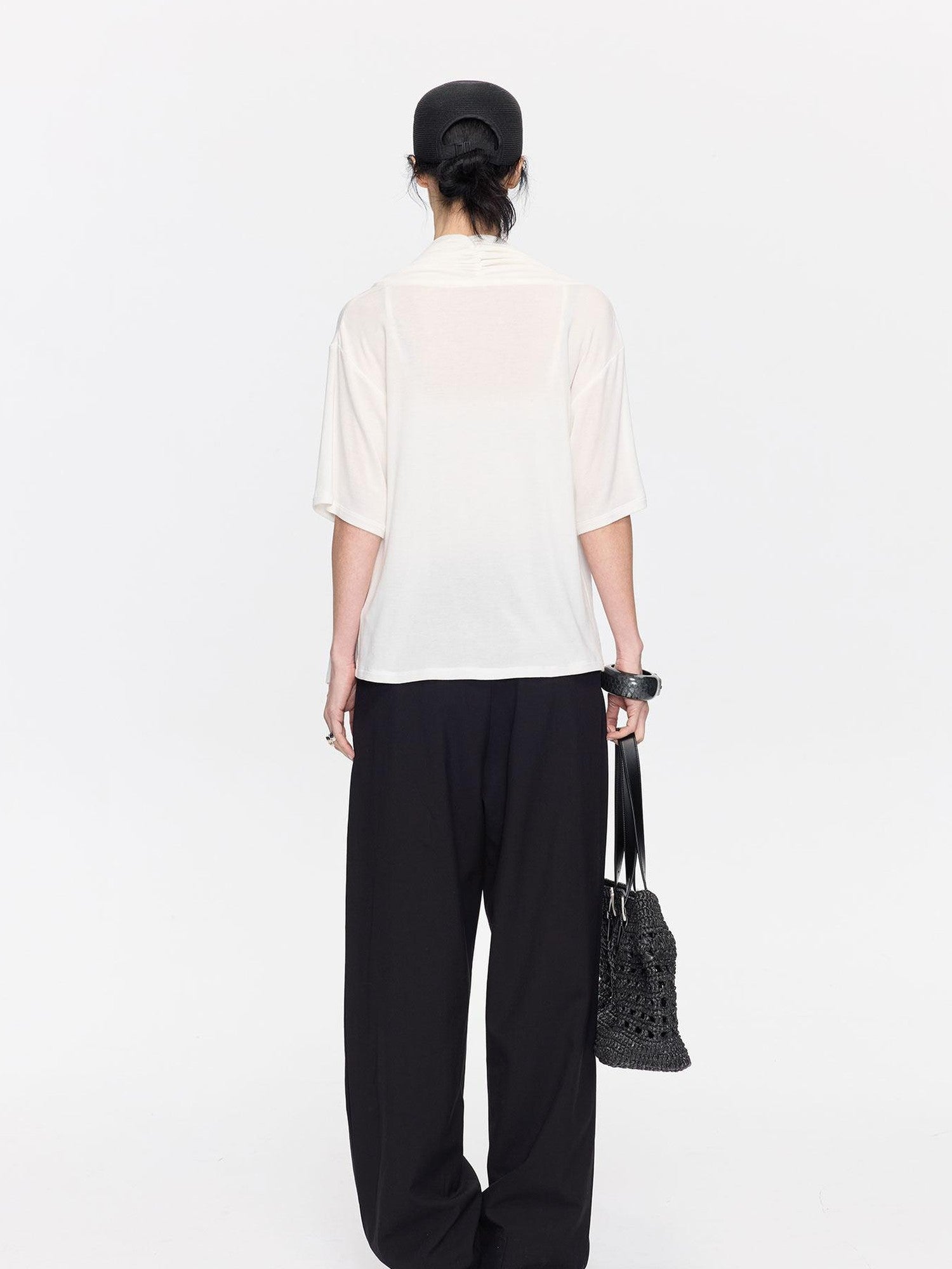 LYUOCHENG Loose Irregular Draped Neck Two Piece Women&