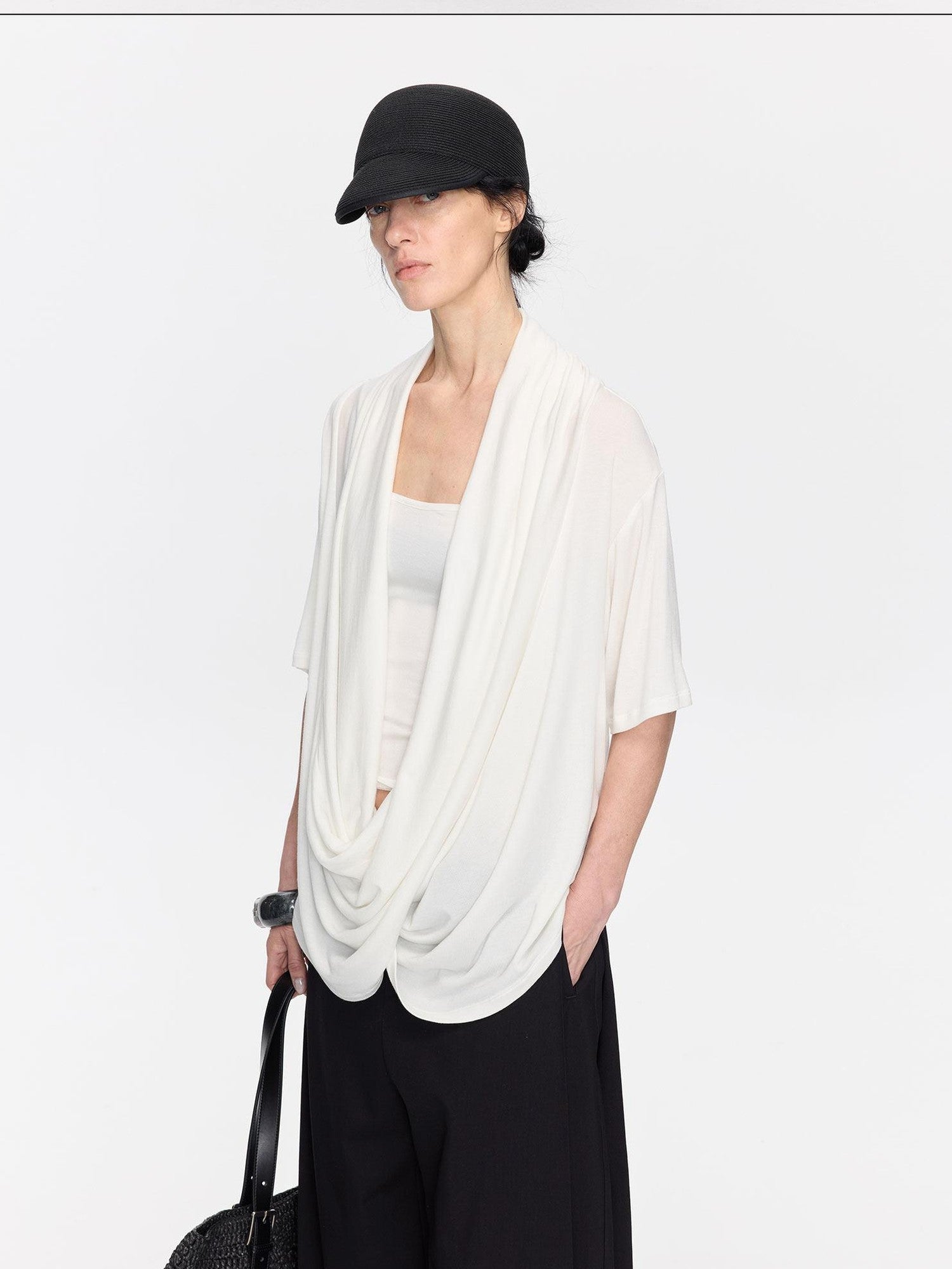 LYUOCHENG Loose Irregular Draped Neck Two Piece Women&