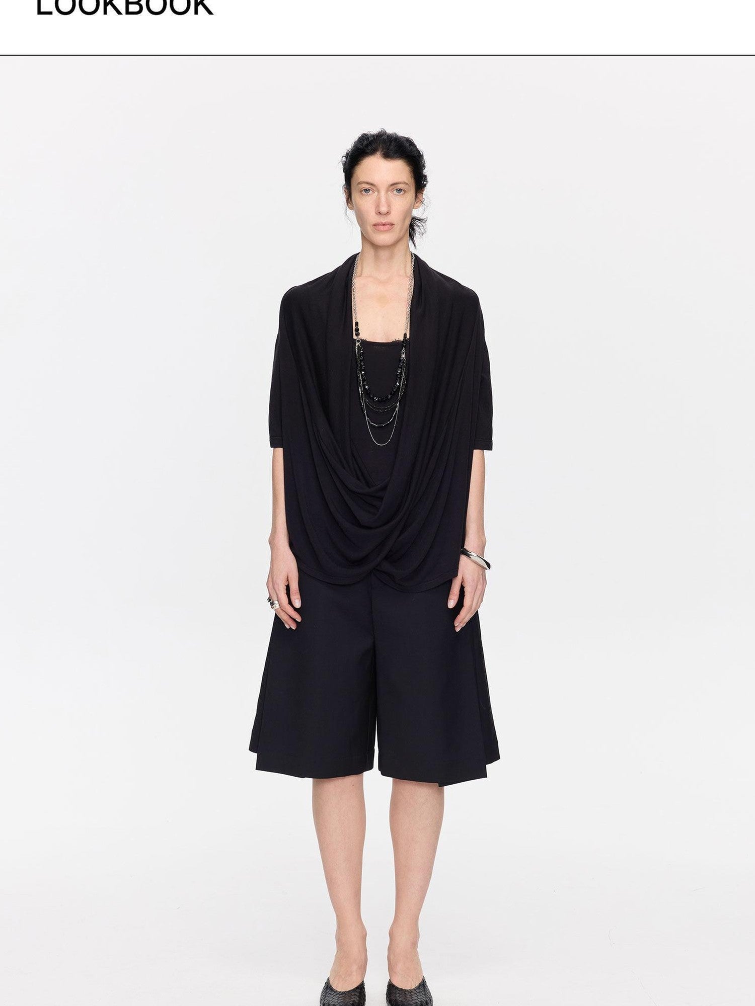 LYUOCHENG Loose Irregular Draped Neck Two Piece Women&