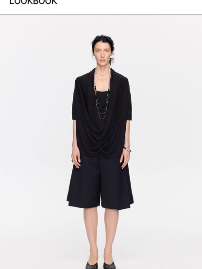 LYUOCHENG Loose Irregular Draped Neck Two Piece Women&