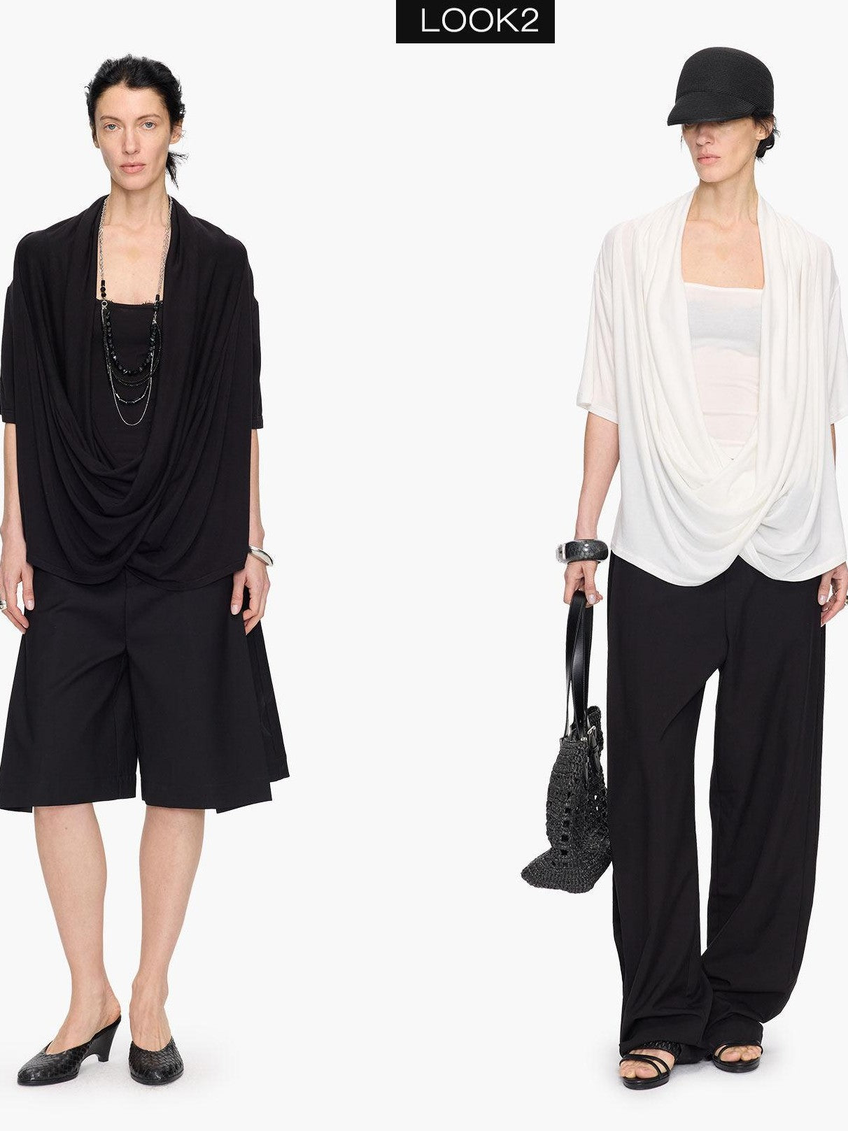 LYUOCHENG Loose Irregular Draped Neck Two Piece Women&