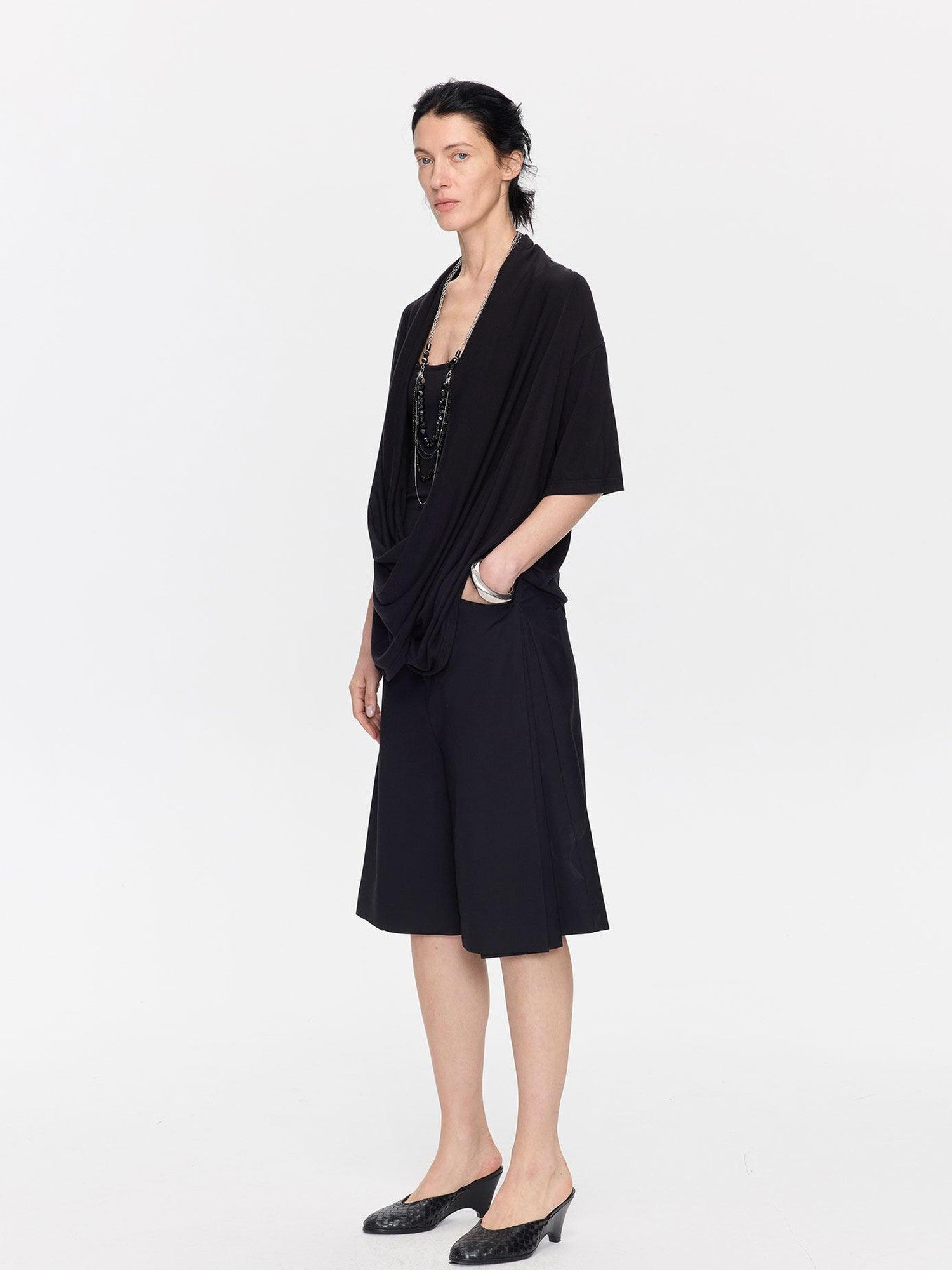 LYUOCHENG Loose Irregular Draped Neck Two Piece Women&