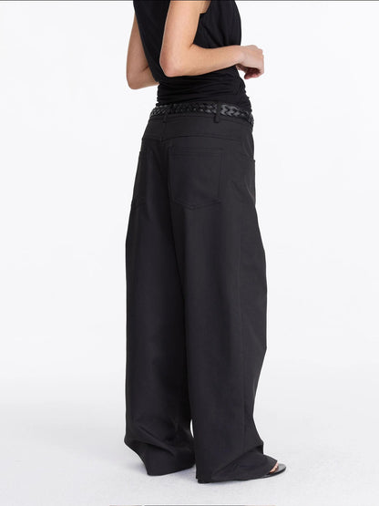 LYUOCHENG Loose Low Crotch Wide Leg Trousers