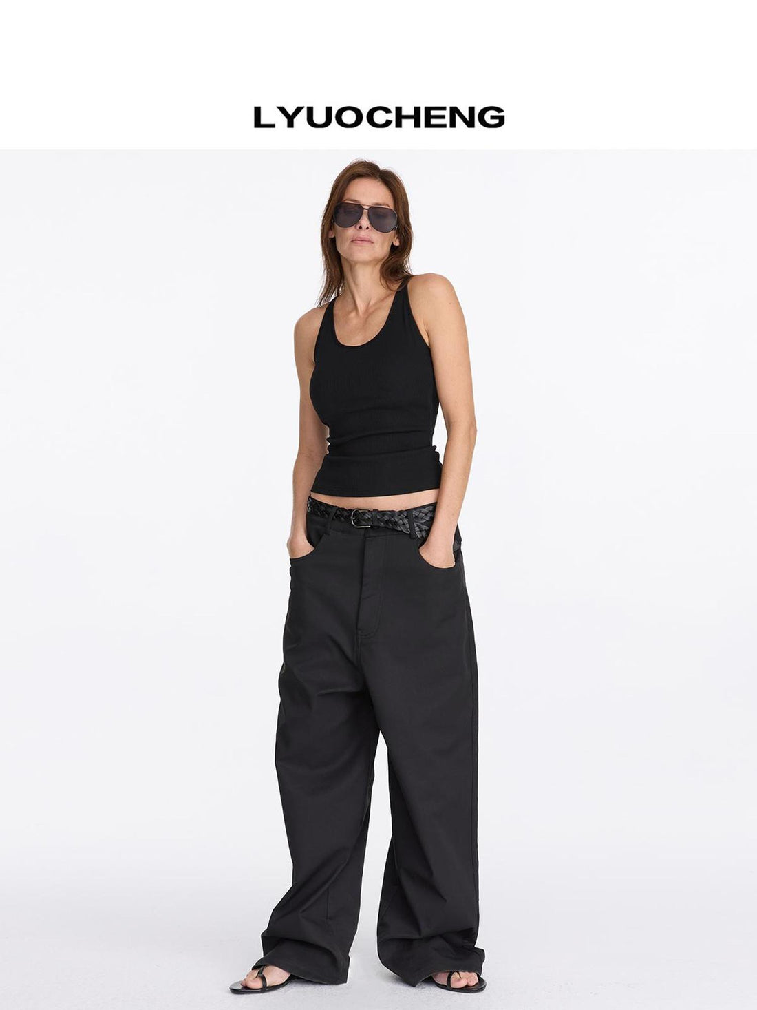 LYUOCHENG Loose Low Crotch Wide Leg Trousers