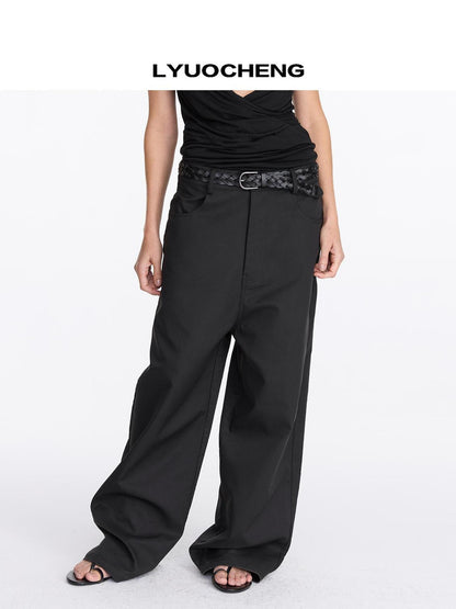 LYUOCHENG Loose Low Crotch Wide Leg Trousers