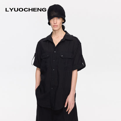 LYUOCHENG_Loose_Minimal_Vintage_Workwear_Collared_Rolled_Hem_Women&