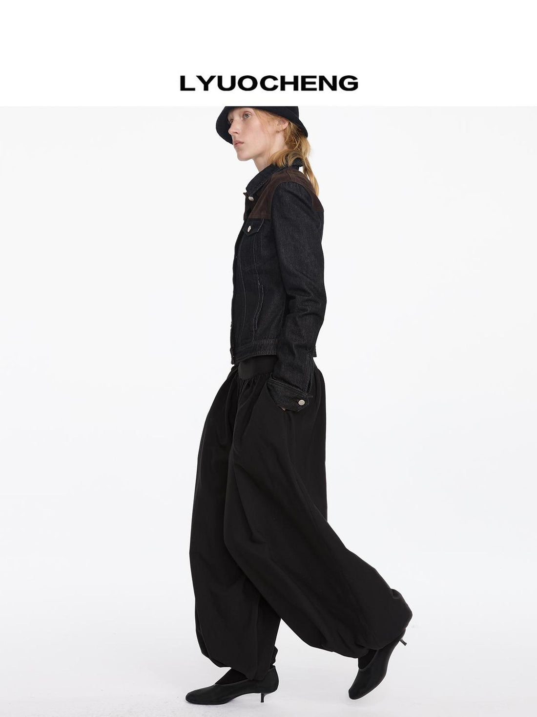 LYUOCHENG Loose Pleated Balloon Pants With Elastic Cuffs