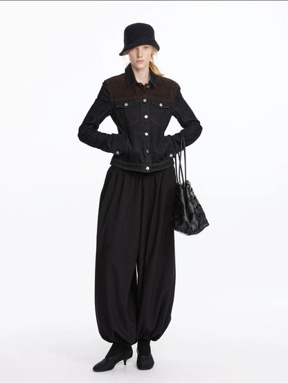 LYUOCHENG Loose Pleated Balloon Pants With Elastic Cuffs