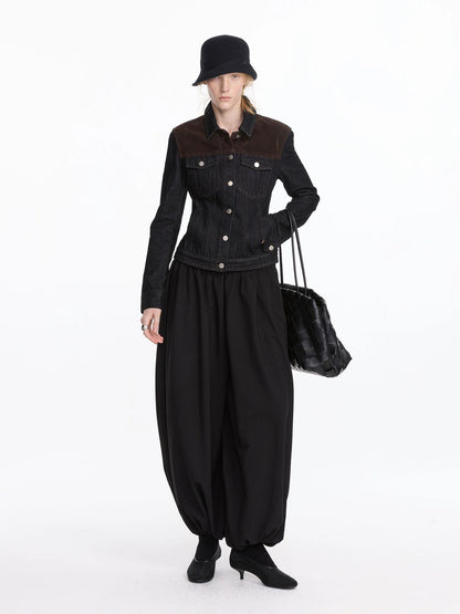 LYUOCHENG Loose Pleated Balloon Pants With Elastic Cuffs