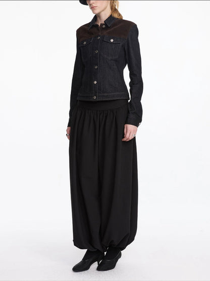 LYUOCHENG Loose Pleated Balloon Pants With Elastic Cuffs