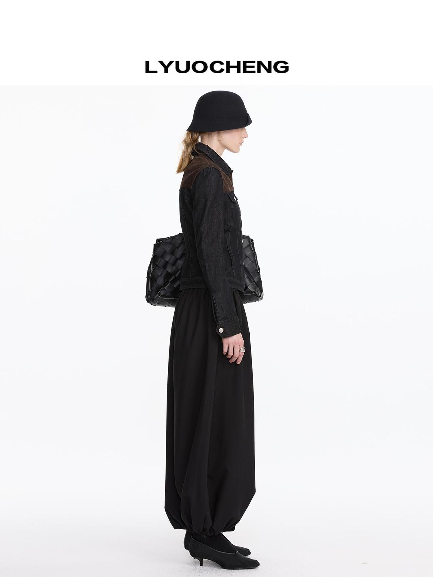 LYUOCHENG Loose Pleated Balloon Pants With Elastic Cuffs