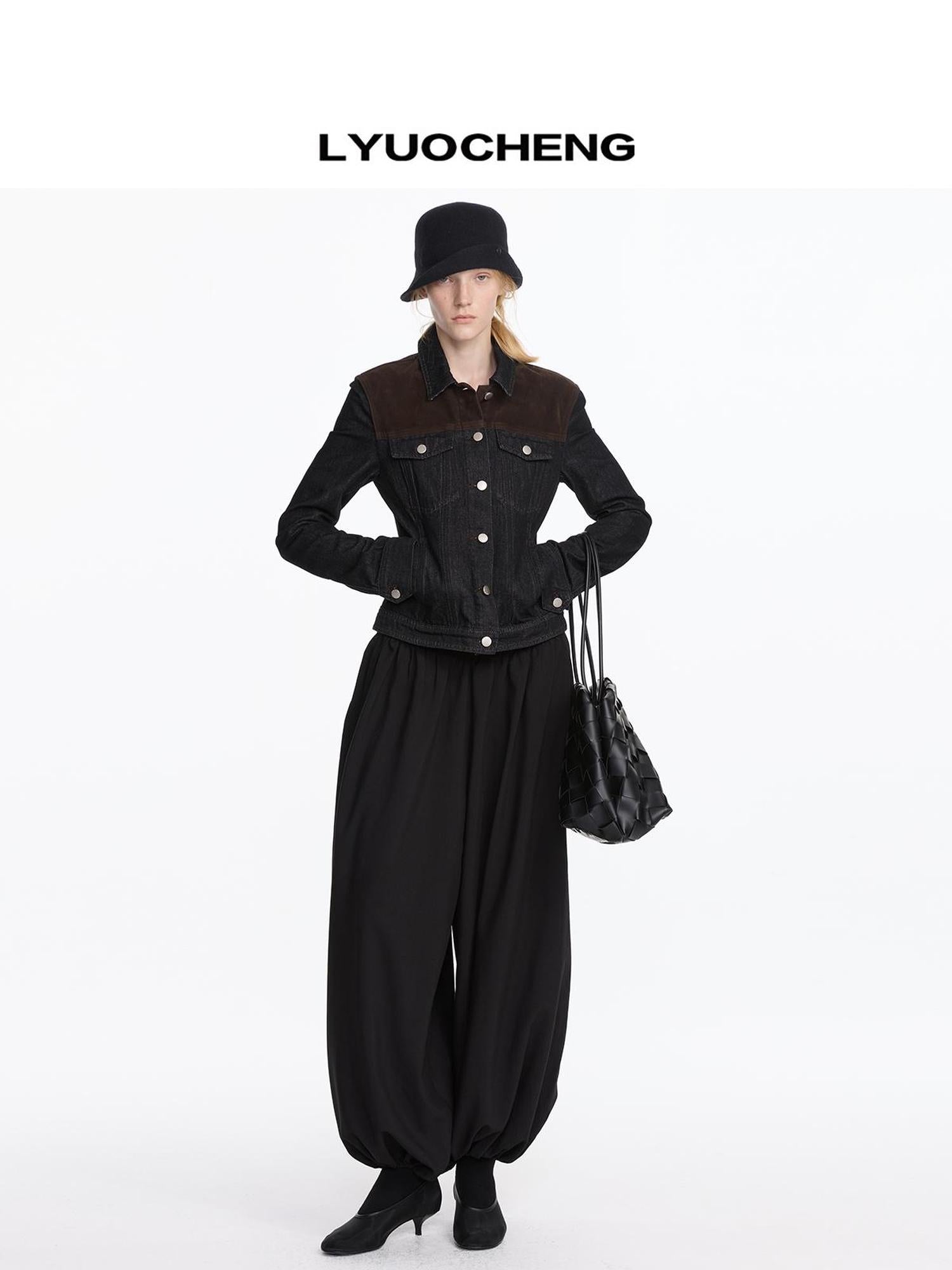 LYUOCHENG Loose Pleated Balloon Pants With Elastic Cuffs