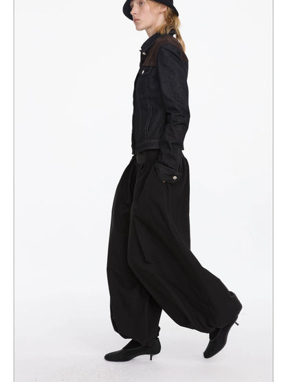 LYUOCHENG Loose Pleated Balloon Pants With Elastic Cuffs