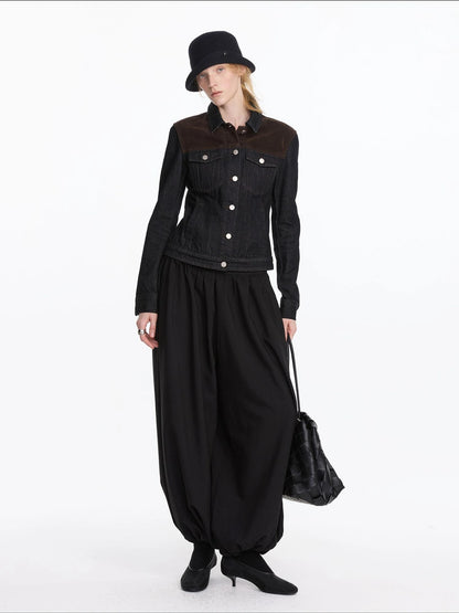 LYUOCHENG Loose Pleated Balloon Pants With Elastic Cuffs