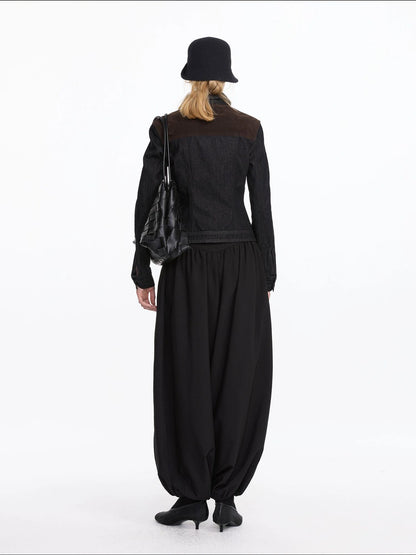 LYUOCHENG Loose Pleated Balloon Pants With Elastic Cuffs