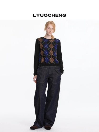 LYUOCHENG Low Rise Baggy Pocket Jeans With Sword Cut