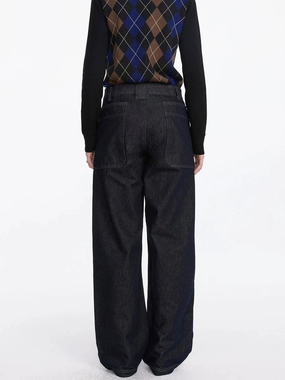 LYUOCHENG Low Rise Baggy Pocket Jeans With Sword Cut