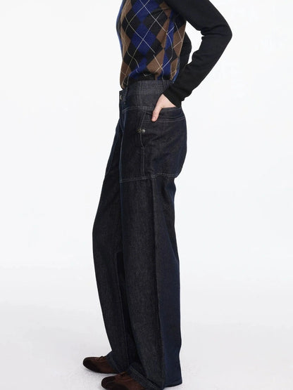 LYUOCHENG Low Rise Baggy Pocket Jeans With Sword Cut