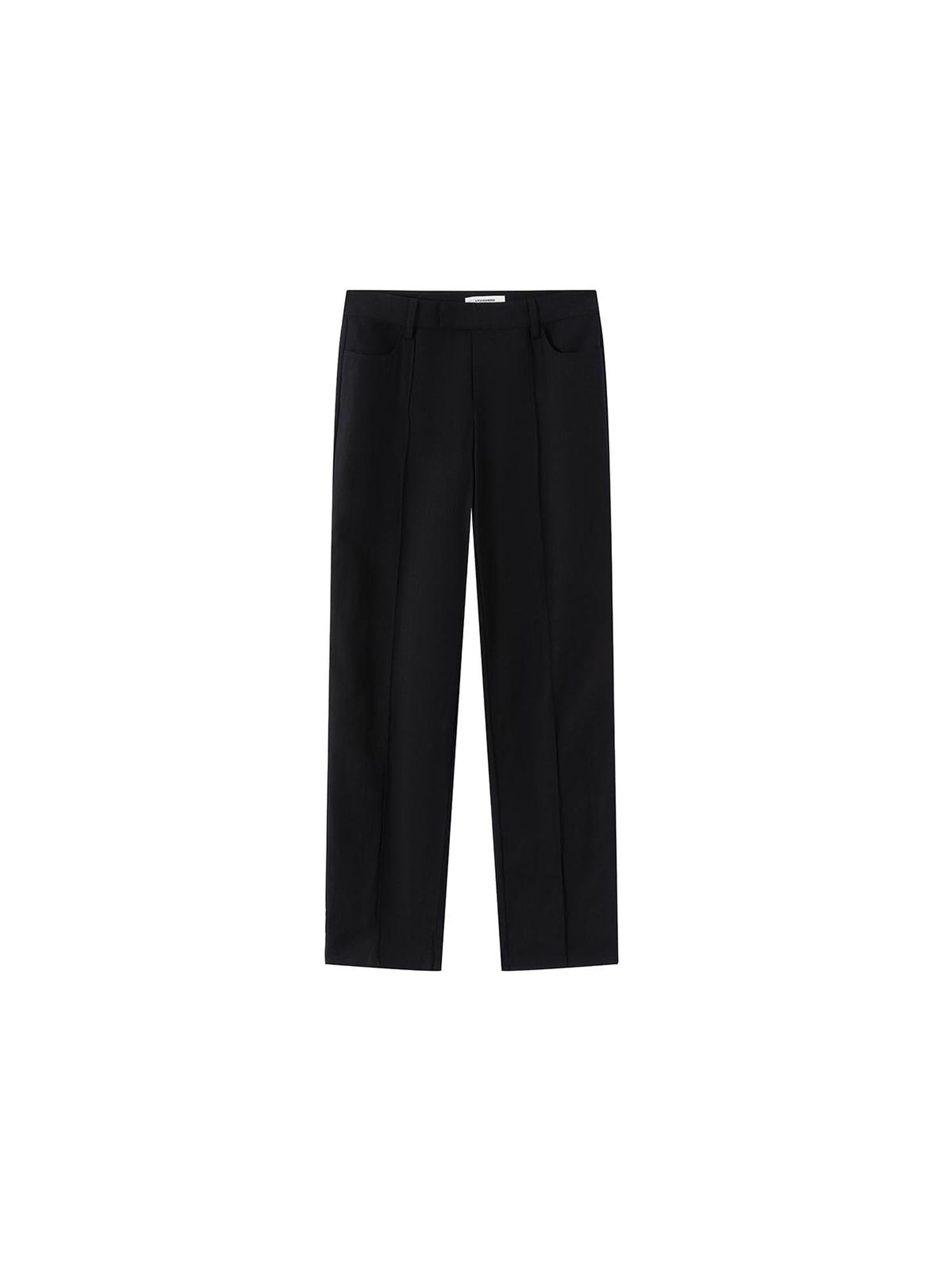LYUOCHENG Low Rise Linen Like Trousers Straight Leg