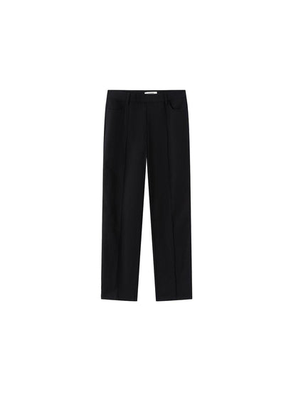 LYUOCHENG Low Rise Linen Like Trousers Straight Leg