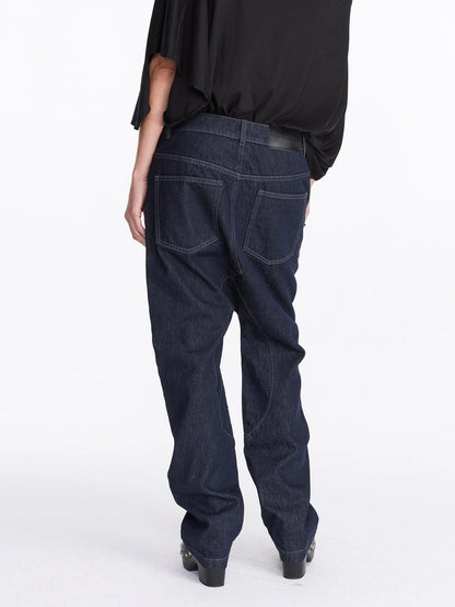 LYUOCHENG Low Rise Raw Denim Baggy Jeans With Dropped Crotch