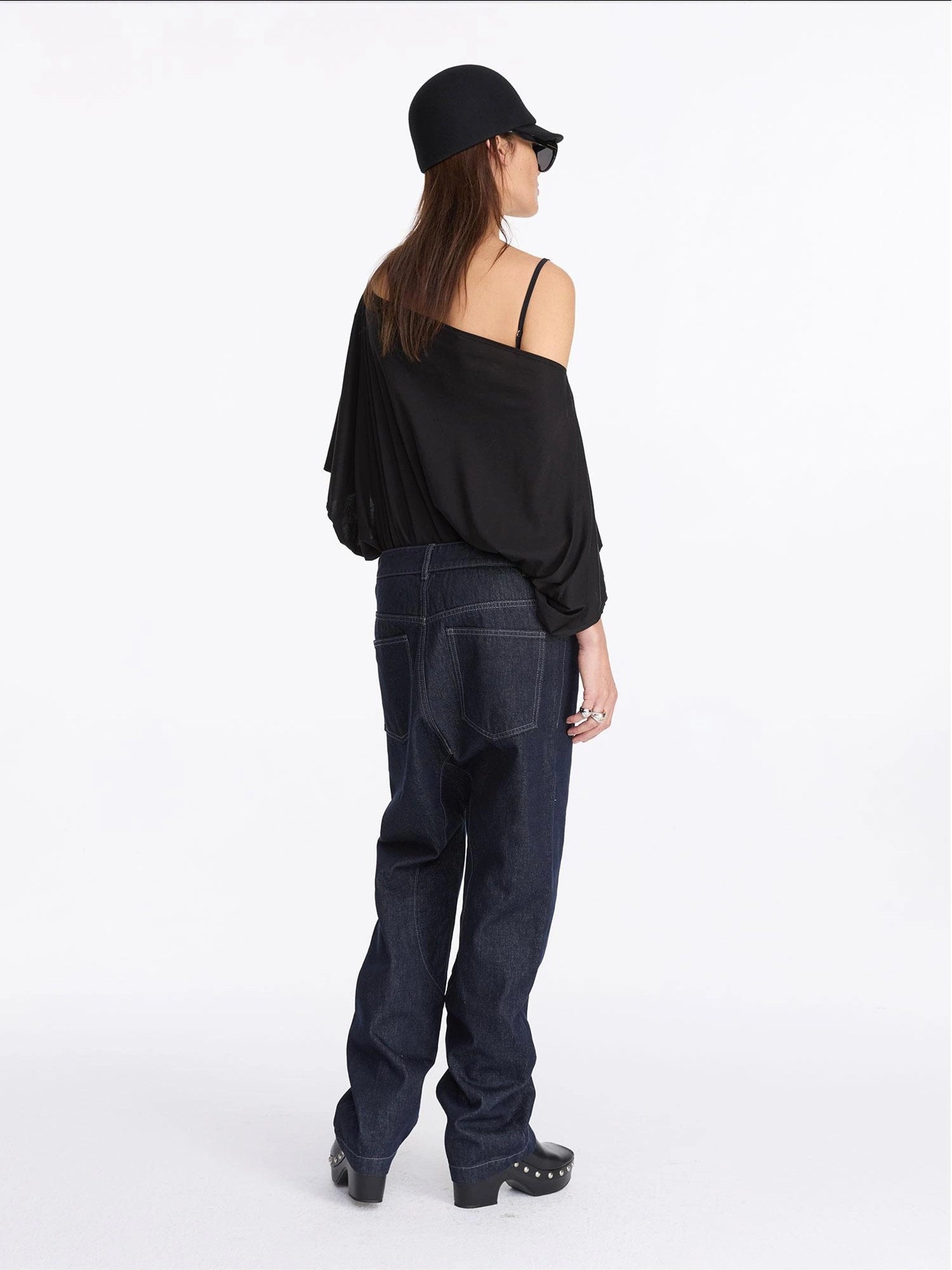 LYUOCHENG Low Rise Raw Denim Baggy Jeans With Dropped Crotch