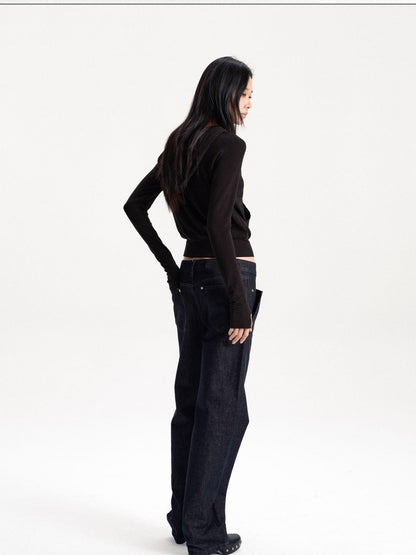 LYUOCHENG Low Waist Pocket Cotton Women&